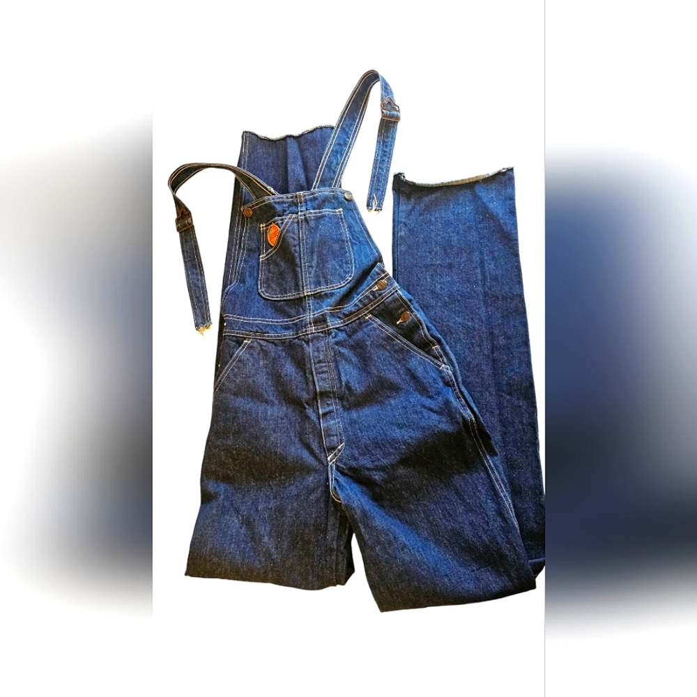 Vintage WAMPUM Denim Overalls Distressed Size 44